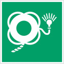 Panel adhesivo ISO 7010 "Aro salvavidas con cuerda y luz" -
