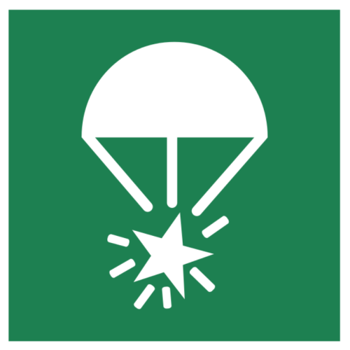 ISO 7010 "Parachute flares" adhesive panel - E049 Best Price