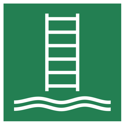 ISO 7010 „Einschiffungs- oder Rettungsleiter“ Klebeplatte –