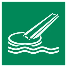 ISO 7010 "Safety Net Launching Point" Adhesive Panel - E054