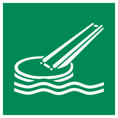 ISO 7010 „Sicherheitsnetz-Startpunkt“ Klebeplatte – E054