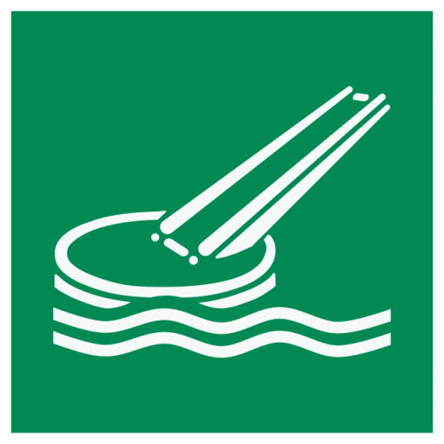 Panneau adhésif ISO 7010 « Point de lancement du filet de