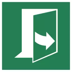 ISO 7010 "Emergency exit, right-hand opening" adhesive sign -
