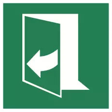 ISO 7010 Klebeschild „Notausgang, links öffnend“ - E058 Bester