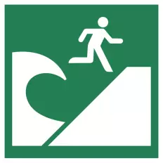 Panneau adhésif ISO 7010 « Voie d'évacuation en cas de tsunami