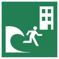 ISO 7010 Adhesive Panel "Escape Route for Tsunami Evacuation to