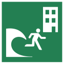 ISO 7010 Adhesive Panel "Escape Route for Tsunami Evacuation to