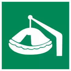 ISO 7010 "Rigid liferaft with launching device" adhesive panel