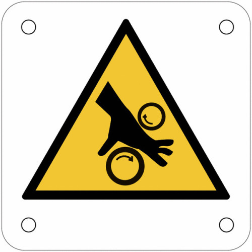 Placas de advertência ISO 7010 "Perigo de esmagamento em rolos