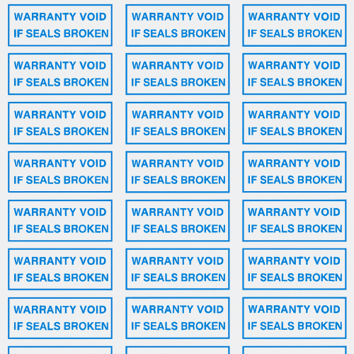 100 "Warranty void" Adhesive anti-tampering labels - 10x20mm