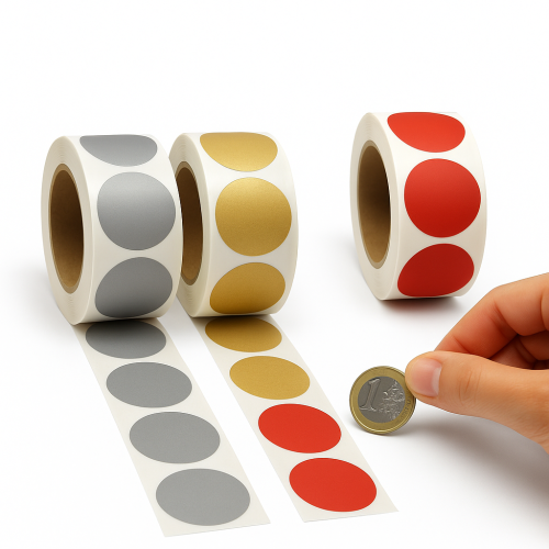 Bollini Scratch off modello gratta e vinci adesivi a cerchio in