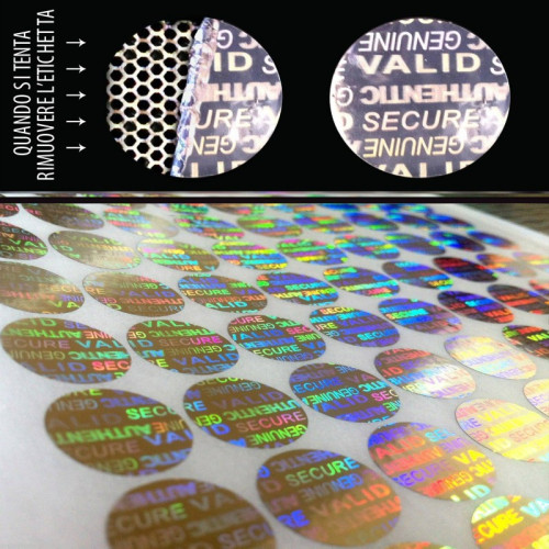 Etiquettes holographiques à témoin d'intégrité avec cachet de