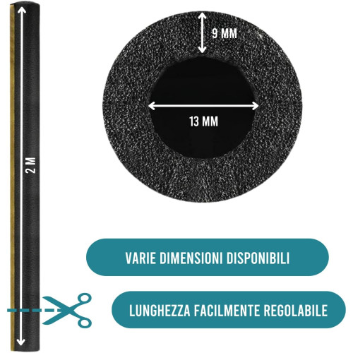 Manga isolante em espuma PE preta para tubos Ø13/Ø32 mm, 1,7 m