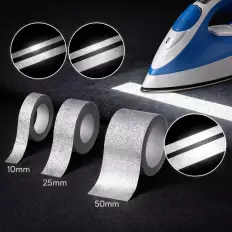 Banda reflectante plateada termo soldable (con plancha) –...