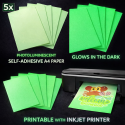 5x A4 adhesive paper glow in the dark for inkjet printer