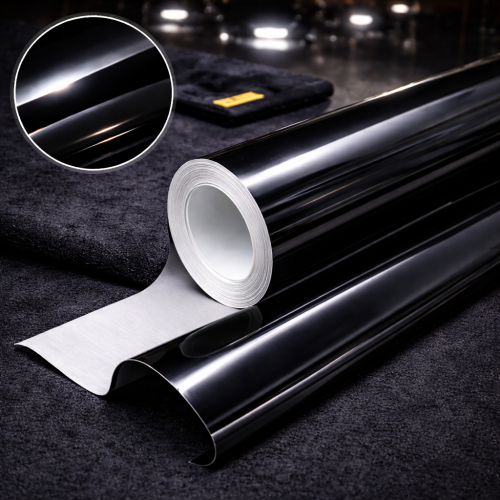 Film autocollant en vinyle noir brillant pour...