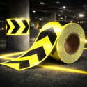 Reflective Yellow and Black chevron hazard warning prismatic tape