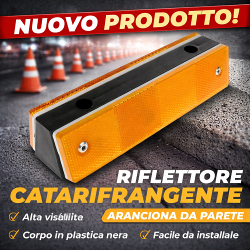 Wall Orange Reflector in black plastic - 1180x50x40mm