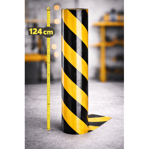 Brechende Klebefolie schwarz / gelb Streifen 124cm
