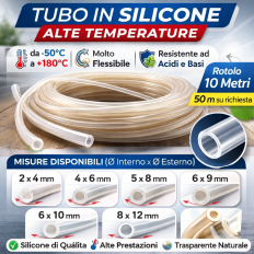 Tubo in Silicone Trasparente Alte Temperature – Rotolo 10... 2