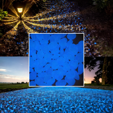 Leuchtende Steine ​​aus photolumineszierendem Harz in...