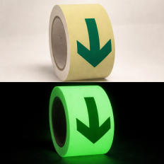 Phosphorescent adhesive tape with arrows