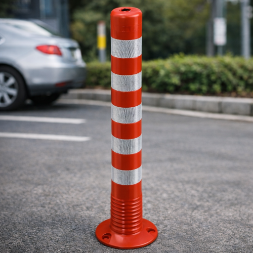 Orange plastic reflective cone pole for signaling