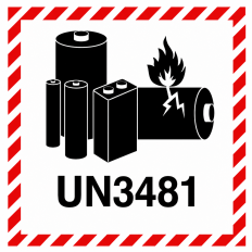 Etichetta in PE Marchio batterie al litio UN3481  mm 100x100