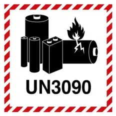 Etichetta in PE Marchio batterie al litio UN3090  mm 100x100