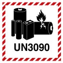 Étiquette PE – Marquage batteries au lithium UN3090 – 100 x 100 mm