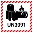 Etichetta in PE Marchio batterie al litio UN3091  mm 100x100