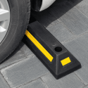 Rubber reflective parking wheel stop for commercial and domestic car parks, black and yellow