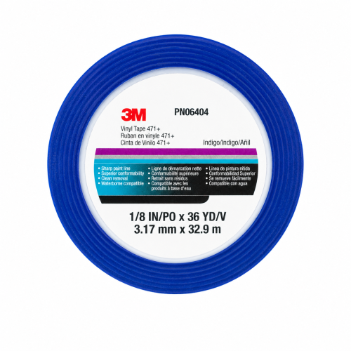 3M 471+ Fine Line Vinyl Tape, Indigo Blue, for...