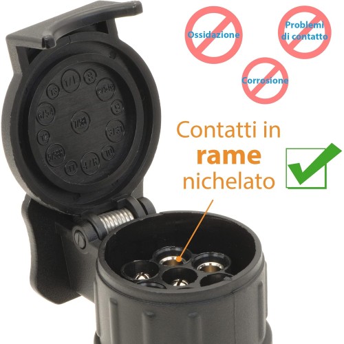 Adattatore rimorchio 13 poli a 7 poli 12V per auto, portabici e carrello appendice