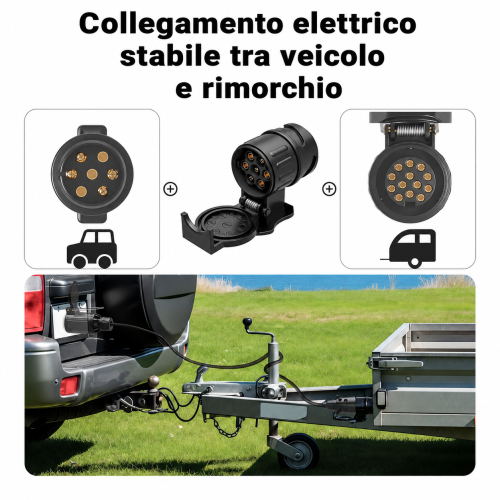 Adattatore rimorchio 13 poli a 7 poli 12V per auto, portabici e carrello appendice