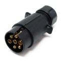 Conector de reboque de 7 pinos e 12V para reboques, caravanas e suportes de bicicletas.