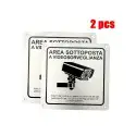 2 Cartelli Area Videosorvegliata GDPR 15x15 cm in Alluminio Spazzolato con Adesivo e Fori