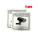 2 panneaux de signalisation de zone de vidéosurveillance RGPD 15x15 cm en aluminium brossé avec adhésif et trous