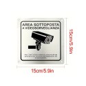 2 DSGVO-konforme Videoüberwachungsbereichsschilder 15x15 cm aus gebürstetem Aluminium mit Klebefläche und Löchern