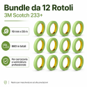 Cinta de enmascarar verde 3M Scotch 233+ de 18 mm x 55 m – Paquete de 12 rollos para trabajos profesionales de carrocería y pint