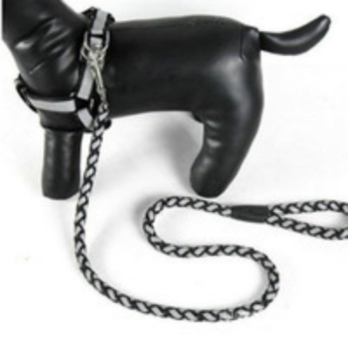 Laisse noir réfléchissante pour chiens en longuer de 1,5 m