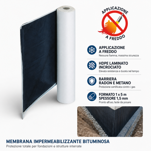 Membrana bituminosa autoadhesiva de HDPE,...