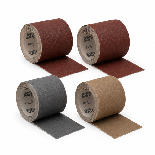 Kit carta abrasiva SAIT 4 rotoli 115 mm grane P60 P80 P120 P180