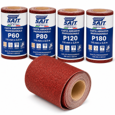 SAIT Kit Carta Abrasiva 4 Rotoli 115x2,5m P60 P80 P120...