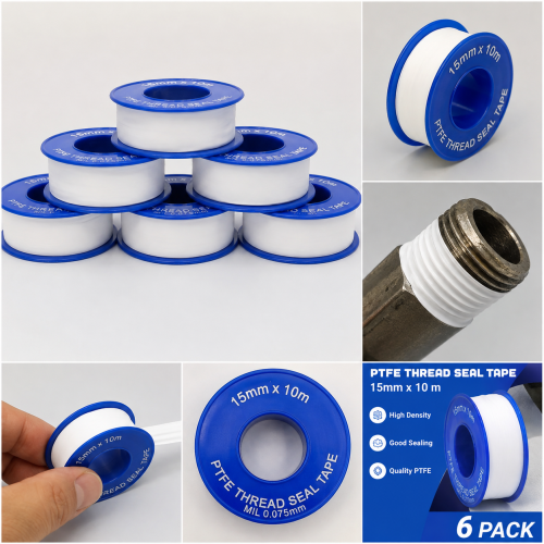 6 Rolos de Fita Veda-Roscas em PTFE 12 mm x 10 m
