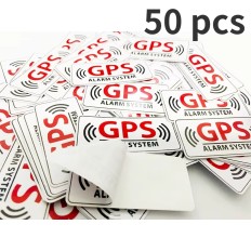 50 Autocolantes Refletores GPS Alarm 55x25mm Antifurto Carro Impermeáveis