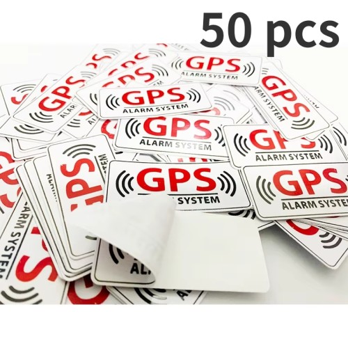 50 Reflektierende GPS Alarm Aufkleber 55x25mm Diebstahlschutz Auto Wasserfest