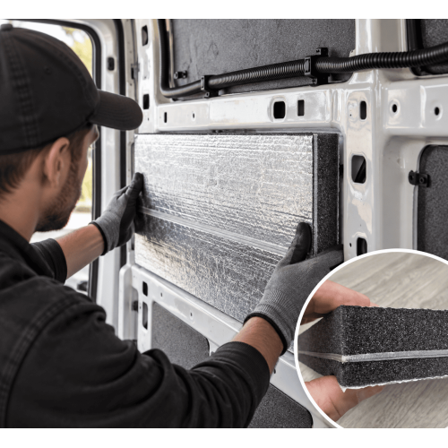 Sound-absorbing sandwich panel aluminum film + polyurethane + EPDM