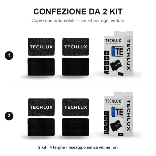 Kit portamatrículas adhesivo sin tornillos ni agujeros - Pack de 2