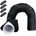 Black insulating cover for portable air conditioner hose with 4 straps